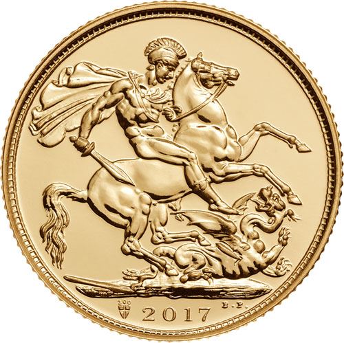 22k Gold UK Sovereign - Varied Years — example reverse